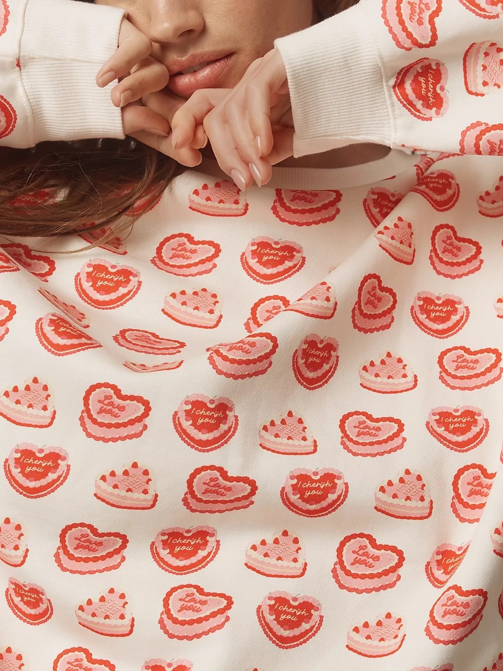 Beach Riot For Anthropologie Devyn Long-Sleeve Cotton Heart Sweatshirt XS & NWT - Picture 3 of 9